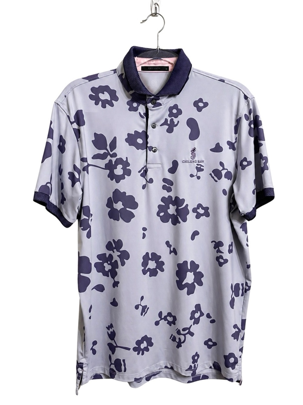 Greyson EUC Lavender Floral Golf Performance Polo